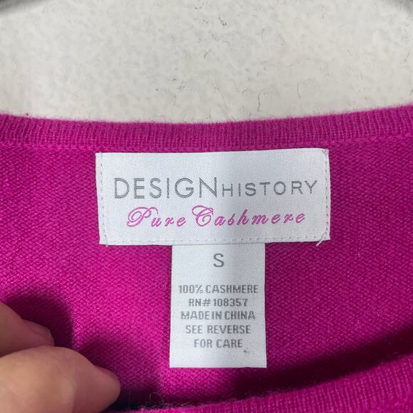 Design History Small Pure Cashmere Cut Out Sweater Fuchsia Pink Long Sleeves - Picture 6 of 7